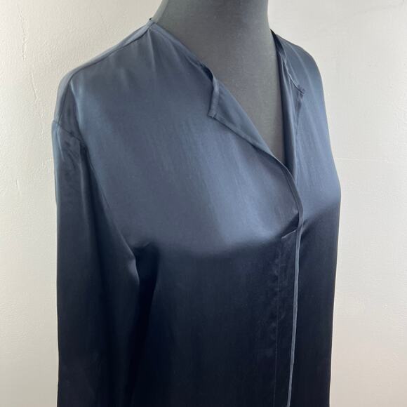 VINTAGE Elie Tahari Black Top Silk Split-Neck Bell Sleeve Pullover Size Large L - Picture 7 of 10